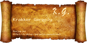 Krakker Gergely névjegykártya